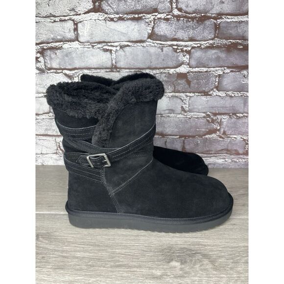 Koolaburra UGG Delene Black Suede Boots Buckle Boots Women’s 10M US/41EU 1121504 - Picture 2 of 16